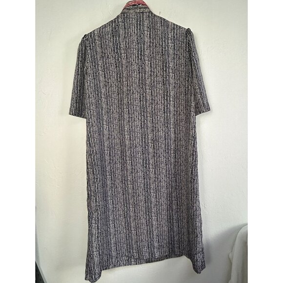Vintage 80s Schrader Sport Womens Striped Midi Shirt Dress Size 16 Navy/White - Picture 2 of 6